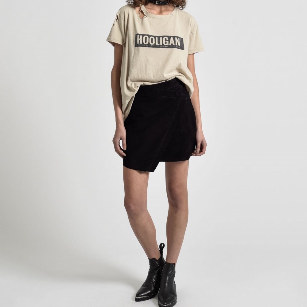 One Teaspoon Wild Thing Suede Mini Wrap Skirt